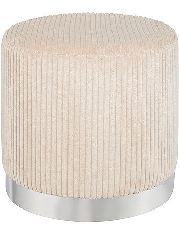 Pouf en velours piètement acier brillant SYLIA