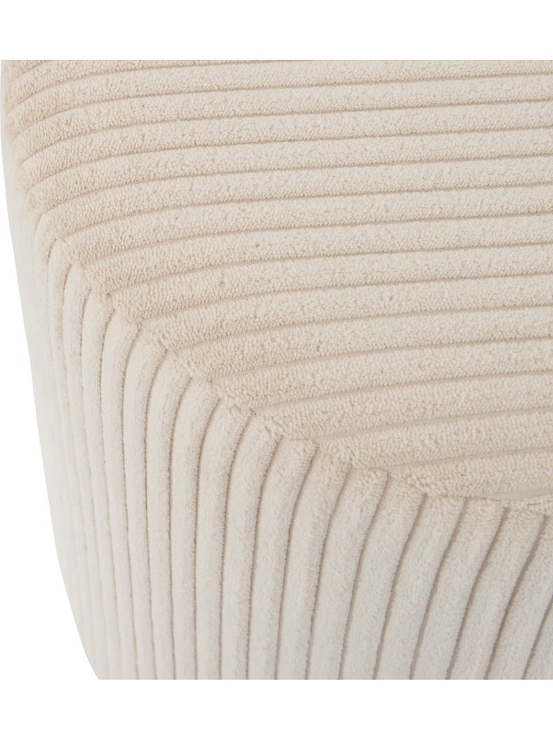 Pouf en velours piètement acier brillant SYLIA Ivoire - Kiabi