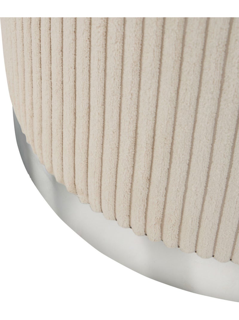 Pouf en velours piètement acier brillant SYLIA Ivoire - Kiabi