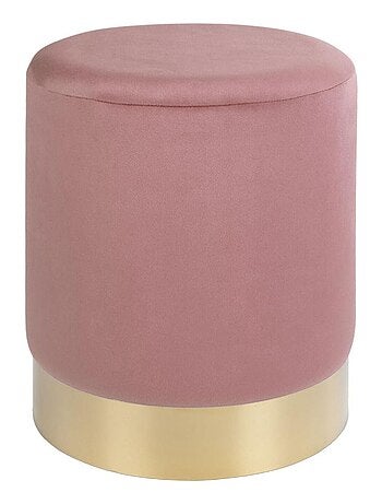 Pouf en velours rose avec base en laiton Ø 34 x 43 - House Nordic