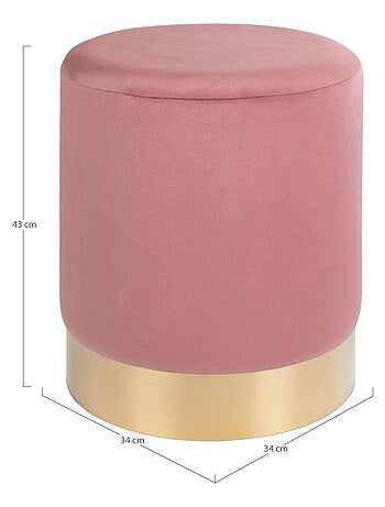 Pouf en velours rose avec base en laiton Ø 34 x 43 - House Nordic