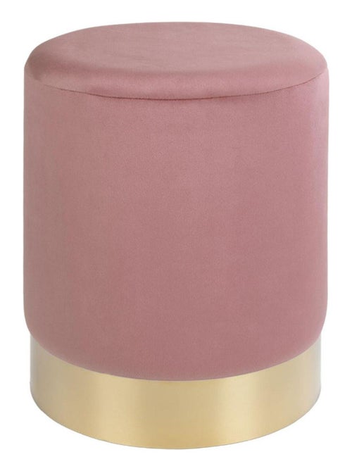 Pouf en velours rose avec base en laiton Ø 34 x 43 - House Nordic - Kiabi