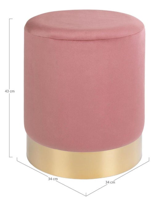 Pouf en velours rose avec base en laiton Ø 34 x 43 - House Nordic - Kiabi