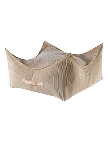 Pouf en Velvet Côtelé Carré pour enfants, 60x60x35 cm, Sable