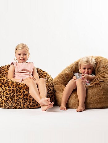 Pouf enfant en peluche Lièvre Brun Lewis