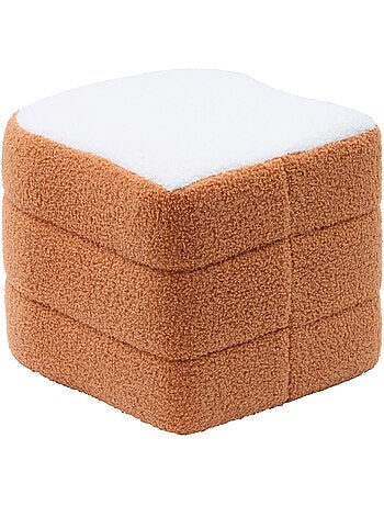 Pouf enfant forme toast en tissu bouclette TOSTIE