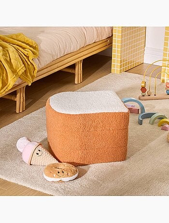 Pouf enfant forme toast en tissu bouclette TOSTIE