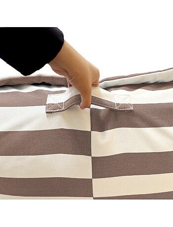 Pouf extérieur à rayures imperméable anti-uv 85 x 85 x 75 cm vert