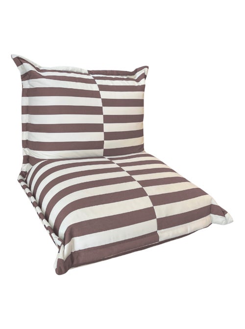 Pouf extérieur à rayures imperméable anti-uv 85 x 85 x 75 cm beige - Kiabi