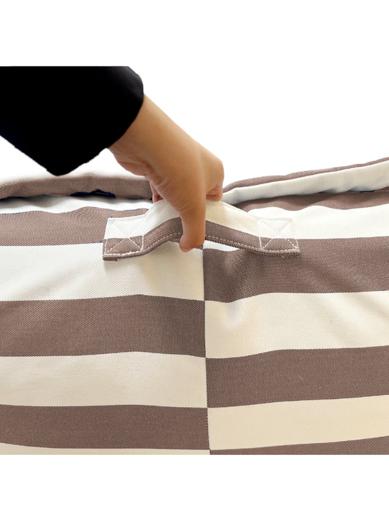 Pouf extérieur à rayures imperméable anti-uv 85 x 85 x 75 cm beige Beige - Kiabi