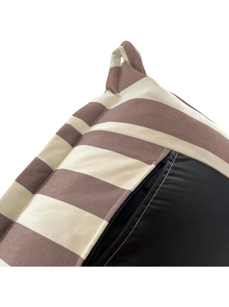 Pouf extérieur à rayures imperméable anti-uv 85 x 85 x 75 cm beige Beige - Kiabi