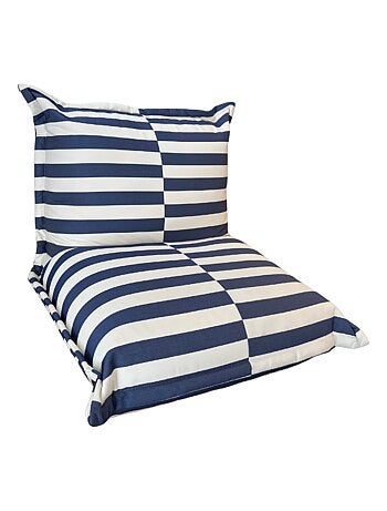 Pouf extérieur à rayures imperméable anti-uv 85 x 85 x 75 cm vert