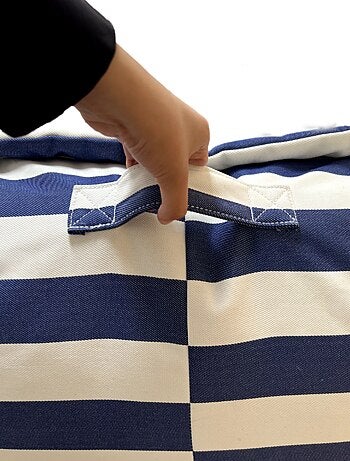 Pouf extérieur à rayures imperméable anti-uv 85 x 85 x 75 cm vert