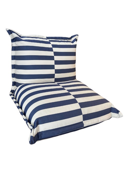 Pouf extérieur à rayures imperméable anti-uv 85 x 85 x 75 cm bleu - Kiabi