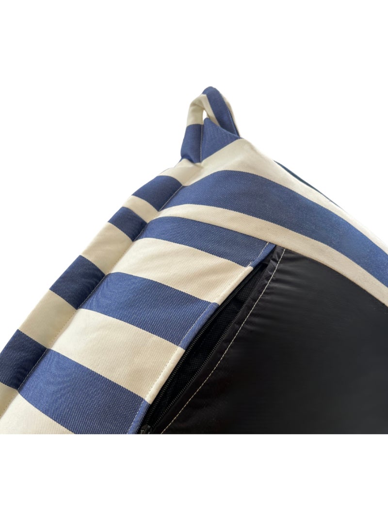 Pouf extérieur à rayures imperméable anti-uv 85 x 85 x 75 cm bleu Bleu - Kiabi