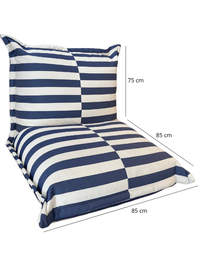 Pouf extérieur à rayures imperméable anti-uv 85 x 85 x 75 cm bleu Bleu - Kiabi