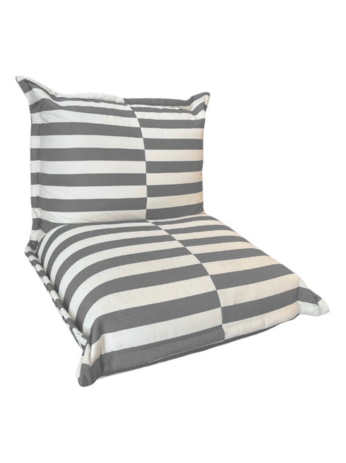 Pouf extérieur à rayures imperméable anti-uv 85 x 85 x 75 cm gris - Kiabi