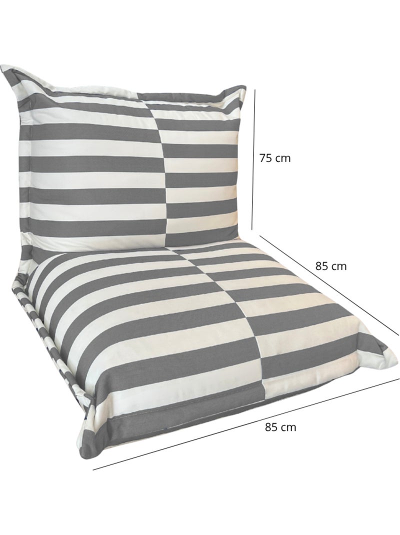 Pouf extérieur à rayures imperméable anti-uv 85 x 85 x 75 cm gris Gris - Kiabi
