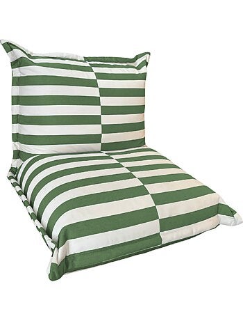 Pouf extérieur à rayures imperméable anti-uv 85 x 85 x 75 cm vert