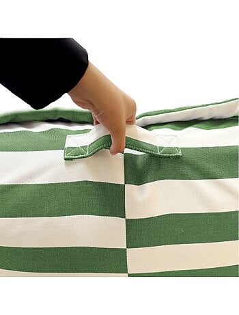 Pouf extérieur à rayures imperméable anti-uv 85 x 85 x 75 cm vert