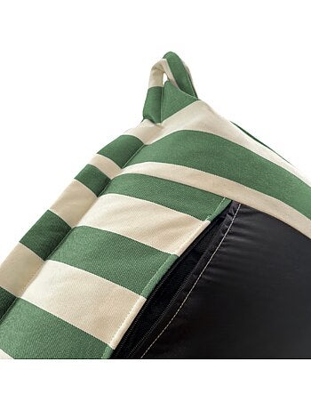 Pouf extérieur à rayures imperméable anti-uv 85 x 85 x 75 cm vert