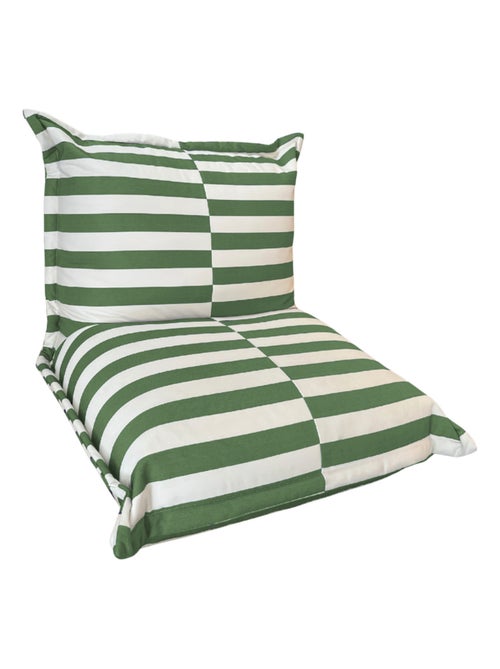 Pouf extérieur à rayures imperméable anti-uv 85 x 85 x 75 cm vert - Kiabi