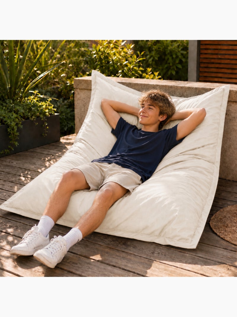 Pouf extérieur imperméable anti-uv déhoussable 120x160 cm Beige - Kiabi
