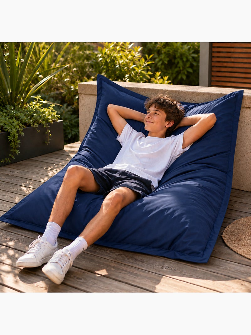 Pouf extérieur imperméable anti-uv déhoussable 120x160 cm Bleu - Kiabi