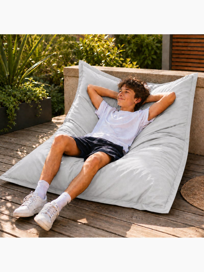 Pouf extérieur imperméable anti-uv déhoussable 120x160 cm Gris clair - Kiabi