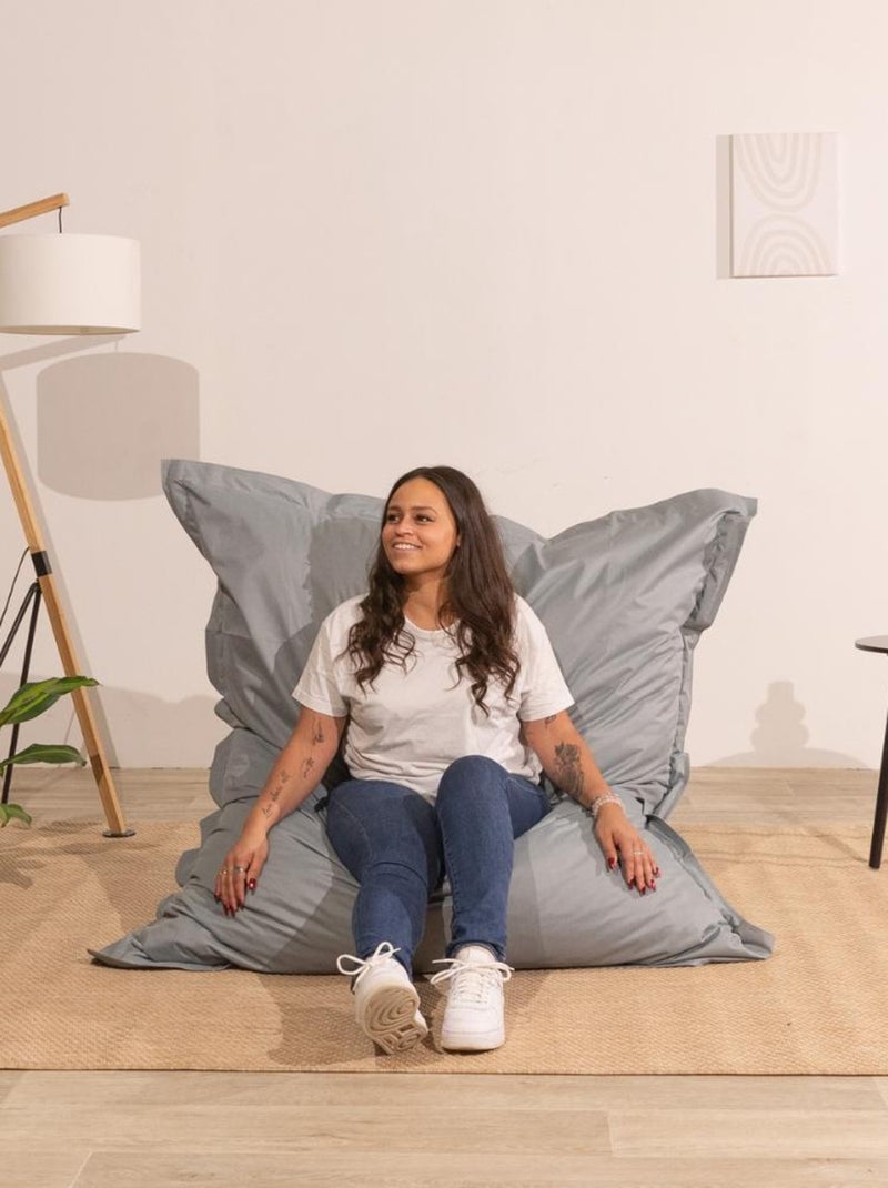 Pouf extérieur imperméable déhoussable anti-UV - 140x180 cm Gris clair - Kiabi