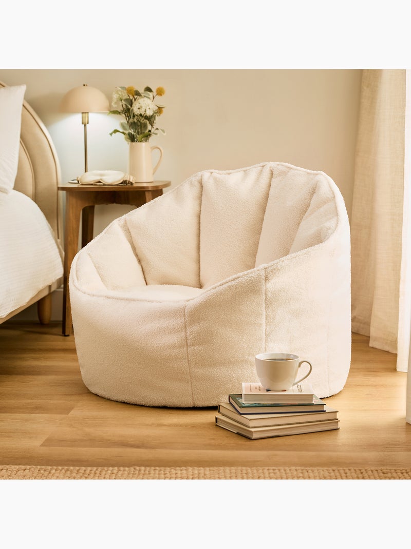 Pouf fauteuil coquillage sirena en bouclette - icon Ivoire - Kiabi