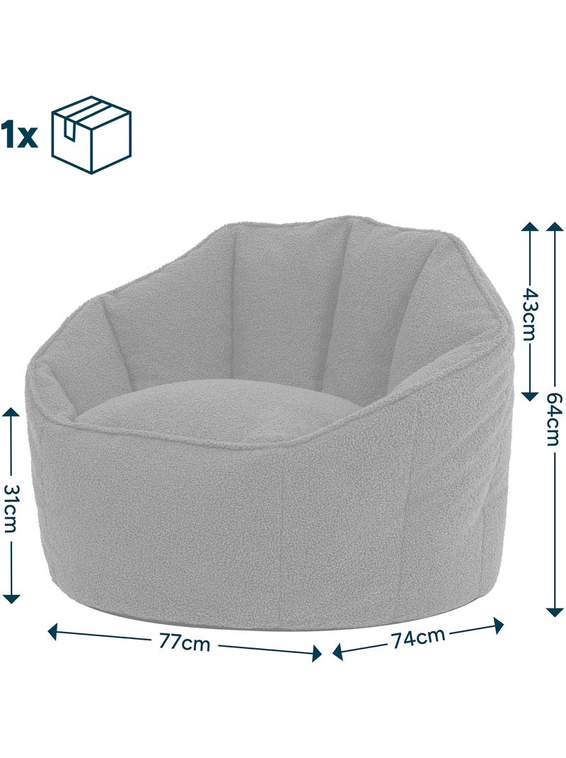Pouf fauteuil coquillage sirena en bouclette - icon Ivoire - Kiabi