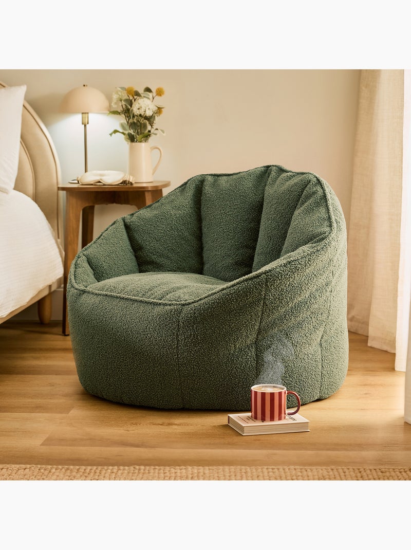 Pouf fauteuil coquillage sirena en bouclette - icon Vert olive - Kiabi