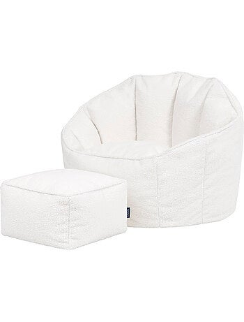 Pouf fauteuil coquillage sirena en bouclette et repose-pied carré - icon
