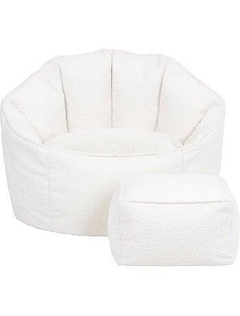 Pouf fauteuil coquillage sirena en bouclette et repose-pied carré - icon