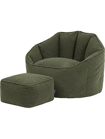 Pouf fauteuil coquillage sirena en bouclette et repose-pied carré - icon