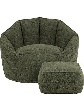 Pouf fauteuil coquillage sirena en bouclette et repose-pied carré - icon
