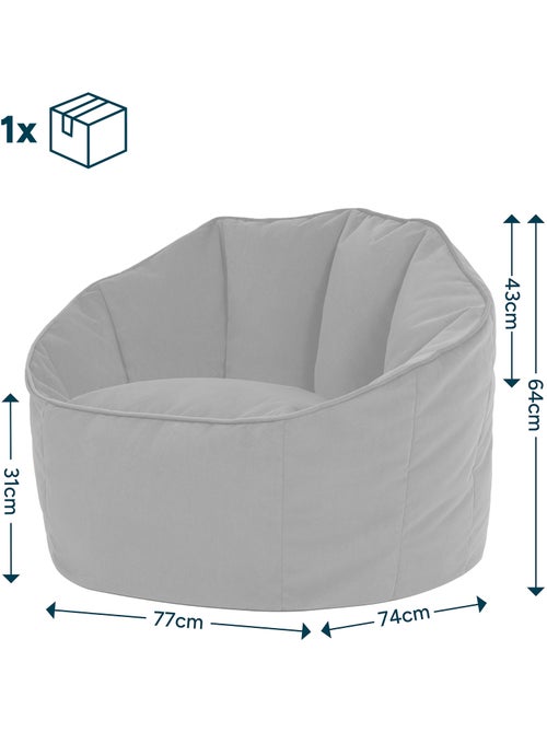 Pouf fauteuil coquillage sirena en velours mat - icon - Kiabi