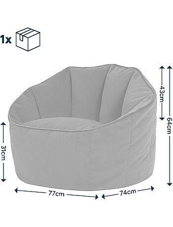 Pouf fauteuil coquillage sirena en velours mat - icon