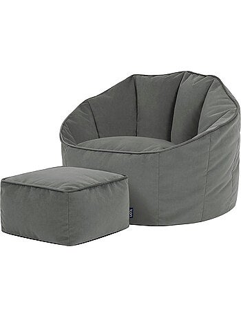Pouf fauteuil coquillage sirena et repose-pied carré en velours mat - icon