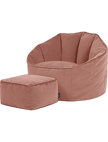 Pouf fauteuil coquillage sirena et repose-pied carré en velours mat - icon