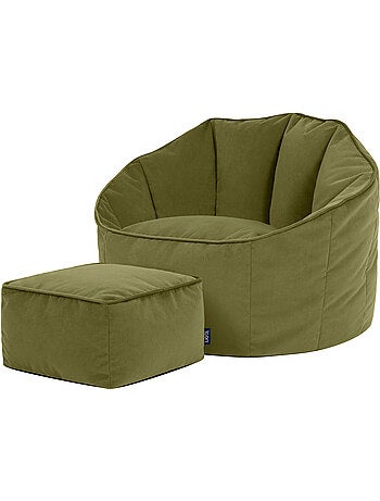 Pouf fauteuil coquillage sirena et repose-pied carré en velours mat - icon