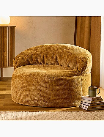 Pouf fauteuil d'appoint décoratif orb en tissu chenille texturée - icon