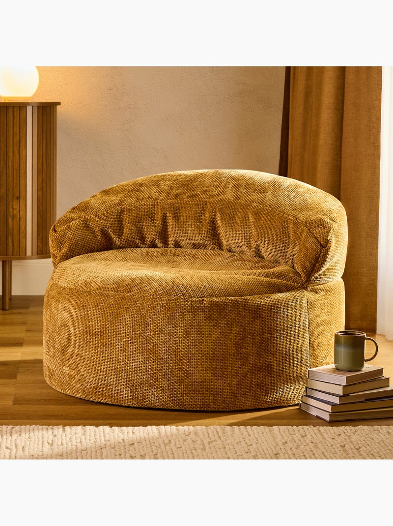 Pouf fauteuil d'appoint décoratif orb en tissu chenille texturée - icon Jaune moutarde - Kiabi