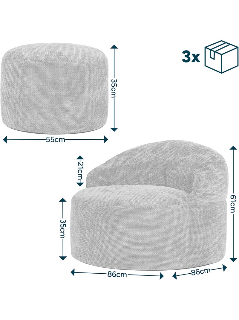Pouf fauteuil d'appoint décoratif orb et repose-pied rond milano en tissu chenille texturée - icon Violet prune - Kiabi