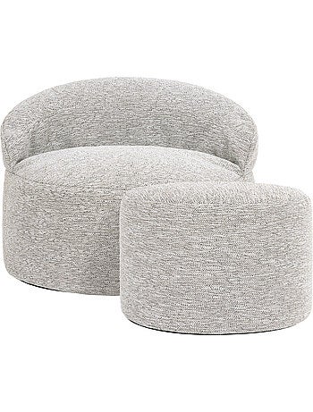 Pouf fauteuil d'appoint décoratif orb et repose-pied rond milano en tissu tissé - icon
