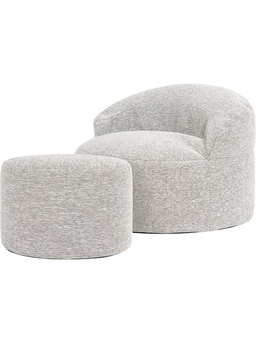 Pouf fauteuil d'appoint décoratif orb et repose-pied rond milano en tissu tissé - icon - Kiabi