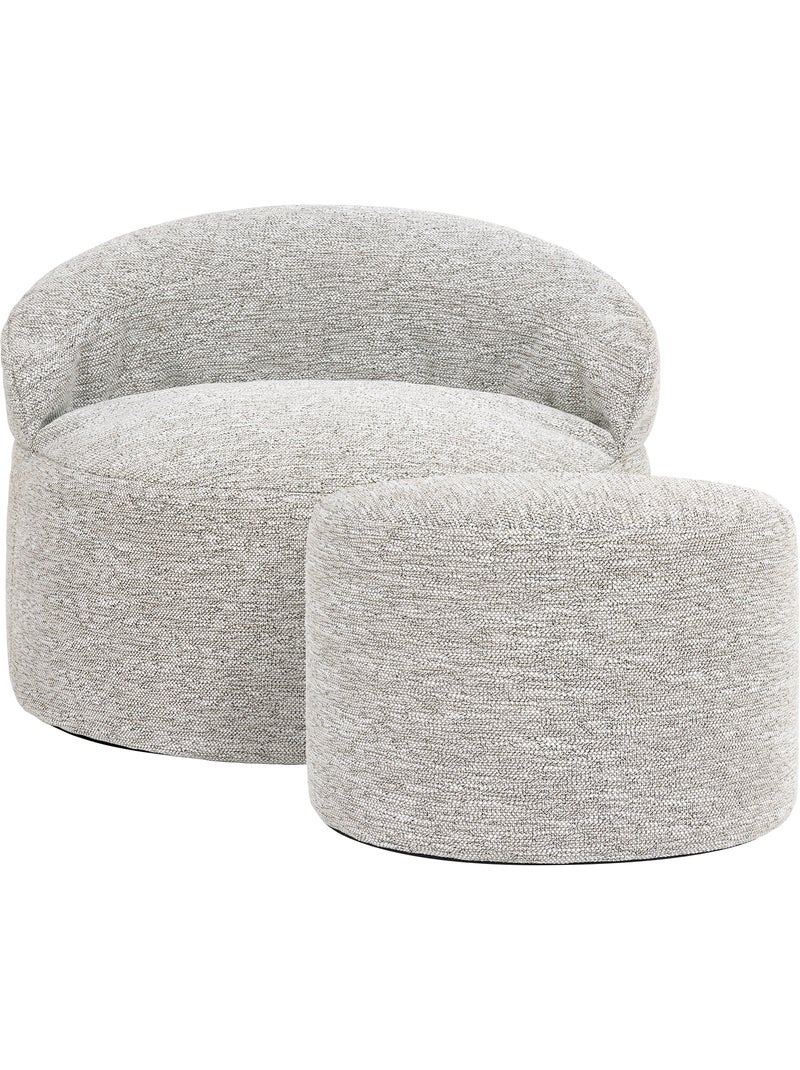 Pouf fauteuil d'appoint décoratif orb et repose-pied rond milano en tissu tissé - icon Beige chiné - Kiabi