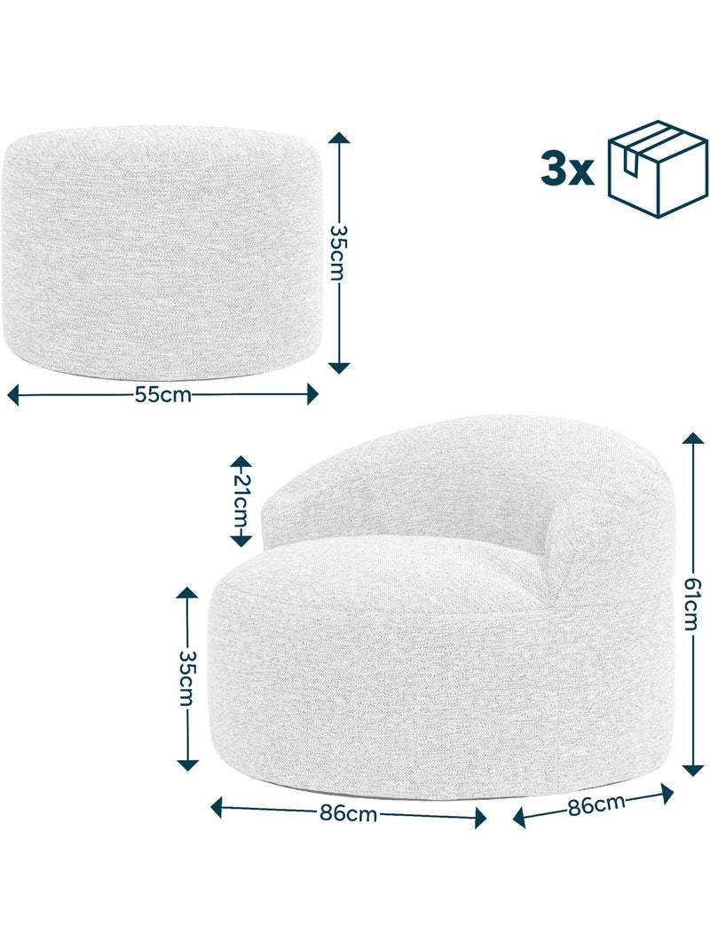 Pouf fauteuil d'appoint décoratif orb et repose-pied rond milano en tissu tissé - icon Beige chiné - Kiabi