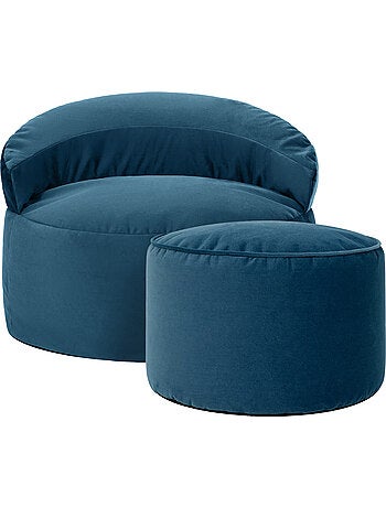 Pouf fauteuil d'appoint décoratif orb et repose-pied rond milano en velours mat - icon
